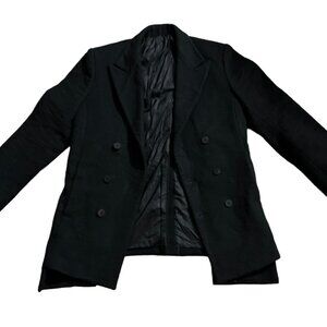 D. GNAK by Kang D Men's Button Down Black Wool Blend Pea Coat Jacket Size 48IT M